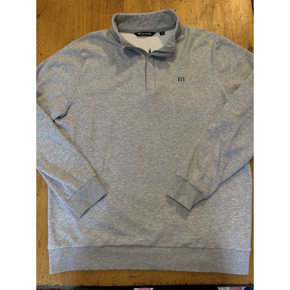 Travis Mathew Light Gray Heather Quarter-Zip Sweater